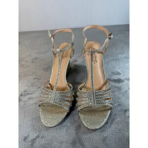 Badgley Mischka Vicky Embellished Wedge Heels - Size 10